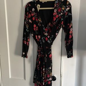 Black floral wrap dress from LOFT